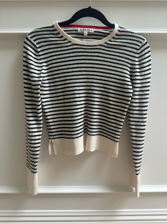 Alex Mill Sweaters - Alex Mill Black & Cream Striped Ribbed Crew Sweater